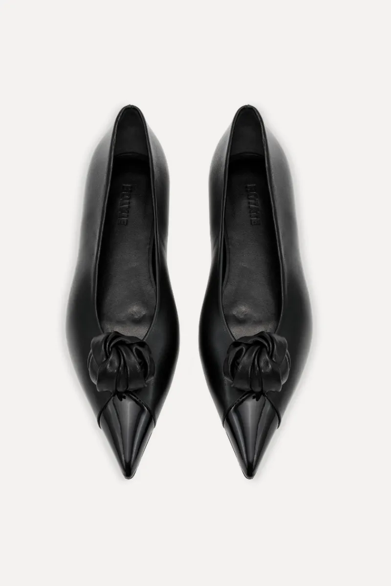 Shoes-ROTATE Birger Christensen Leather Knot Ballerina Black Black color