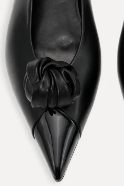 Shoes-ROTATE Birger Christensen Leather Knot Ballerina Black Black color