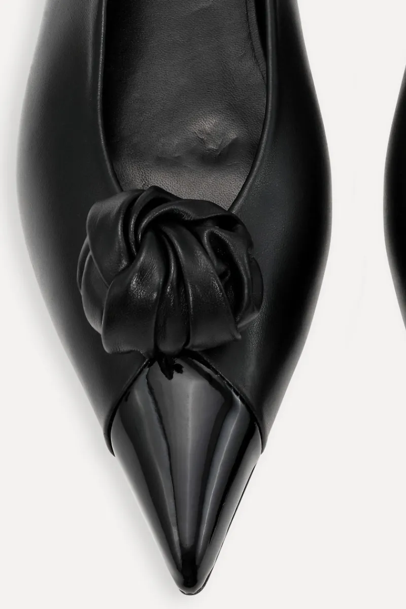 Shoes-ROTATE Birger Christensen Leather Knot Ballerina Black Black color