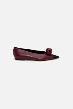 Shoes-ROTATE Birger Christensen Leather Knot Ballerina Burgundy Catawba Grape Comb. color