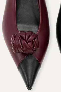 Shoes-ROTATE Birger Christensen Leather Knot Ballerina Burgundy Catawba Grape Comb. color