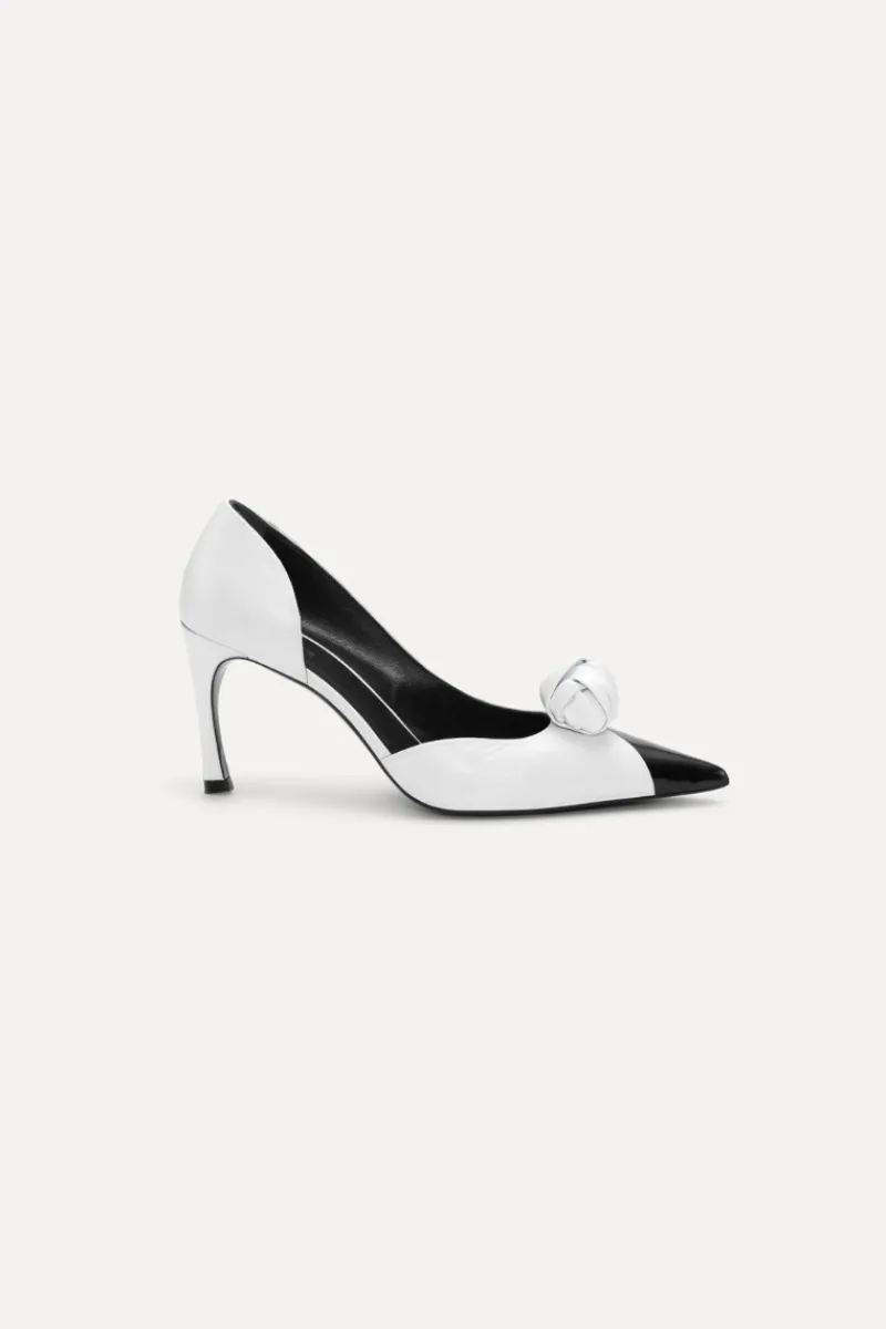 Shoes-ROTATE Birger Christensen Leather Knot Pump Bright White Bright White Comb. color