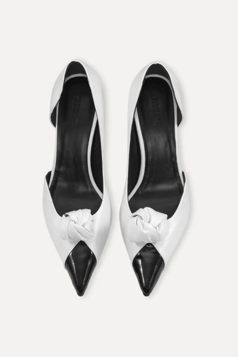 Shoes-ROTATE Birger Christensen Leather Knot Pump Bright White Bright White Comb. color