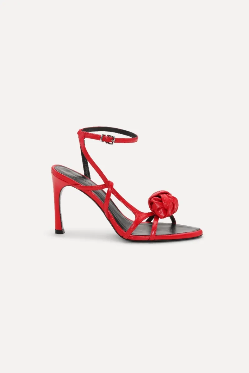 Shoes-ROTATE Birger Christensen Leather Knot Sandal Red Barbados Cherry color