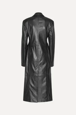 Outerwear-ROTATE Birger Christensen Leather Long Coat Black Black color