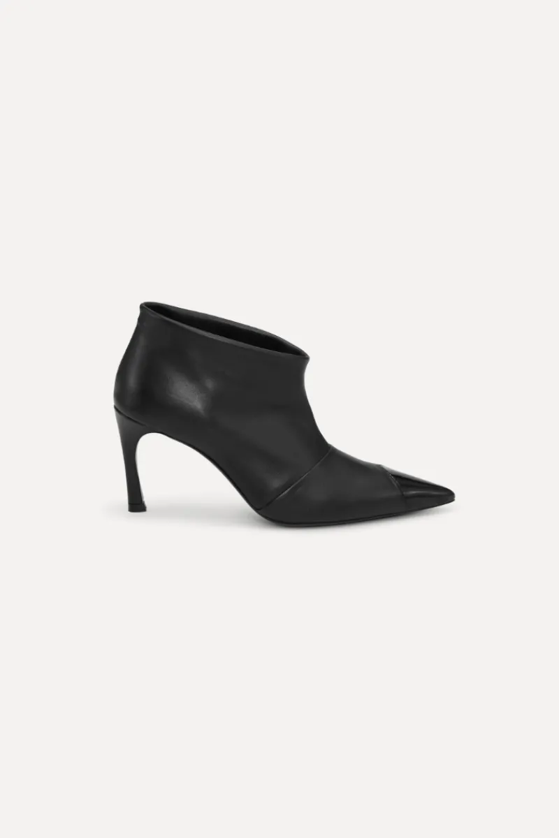 Shoes-ROTATE Birger Christensen Leather Pointed Toe Boot Black Black color
