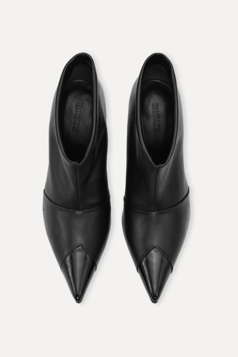 Shoes-ROTATE Birger Christensen Leather Pointed Toe Boot Black Black color