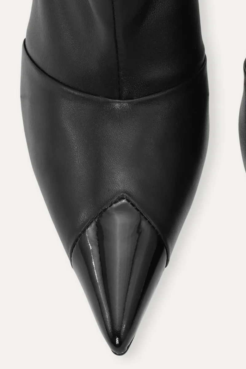 Shoes-ROTATE Birger Christensen Leather Pointed Toe Boot Black Black color