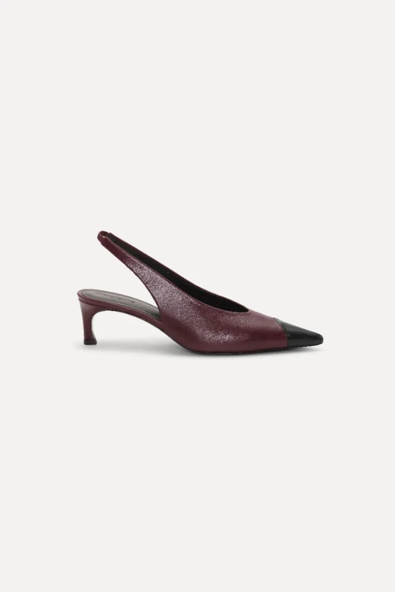 Shoes-ROTATE Birger Christensen Leather Slingback Pump Burgundy Catawba Grape Comb. color
