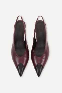 Shoes-ROTATE Birger Christensen Leather Slingback Pump Burgundy Catawba Grape Comb. color
