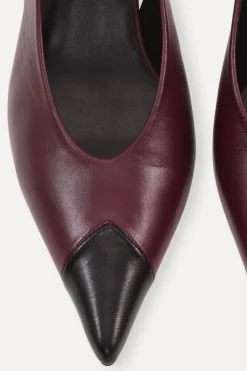 Shoes-ROTATE Birger Christensen Leather Slingback Pump Burgundy Catawba Grape Comb. color