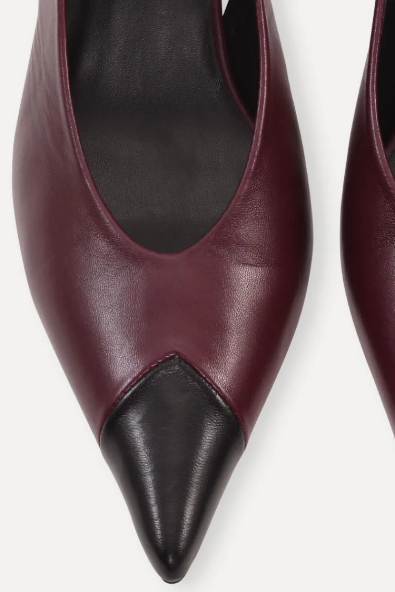Shoes-ROTATE Birger Christensen Leather Slingback Pump Burgundy Catawba Grape Comb. color