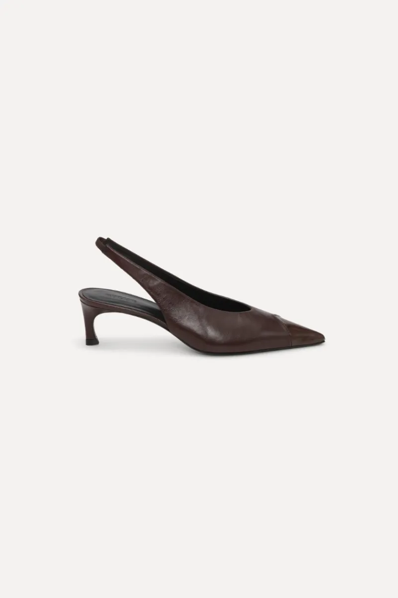 Shoes-ROTATE Birger Christensen Leather Slingback Pump Chocolate Brown Chocolate Brown color