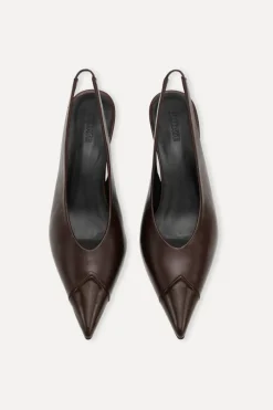 Shoes-ROTATE Birger Christensen Leather Slingback Pump Chocolate Brown Chocolate Brown color
