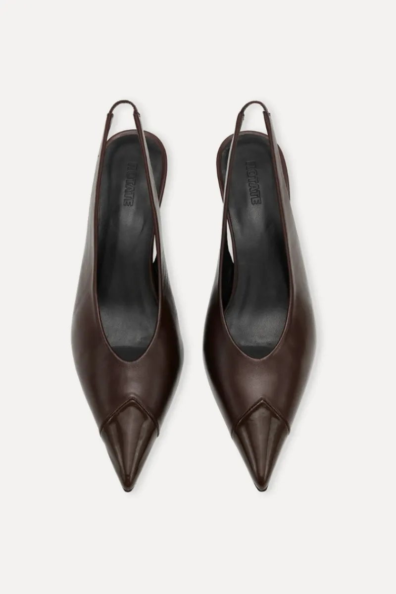 Shoes-ROTATE Birger Christensen Leather Slingback Pump Chocolate Brown Chocolate Brown color