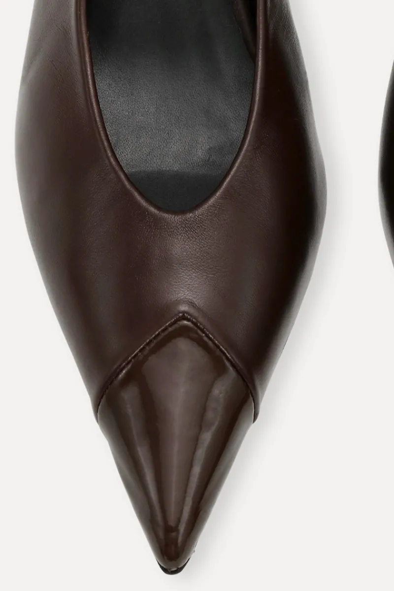 Shoes-ROTATE Birger Christensen Leather Slingback Pump Chocolate Brown Chocolate Brown color