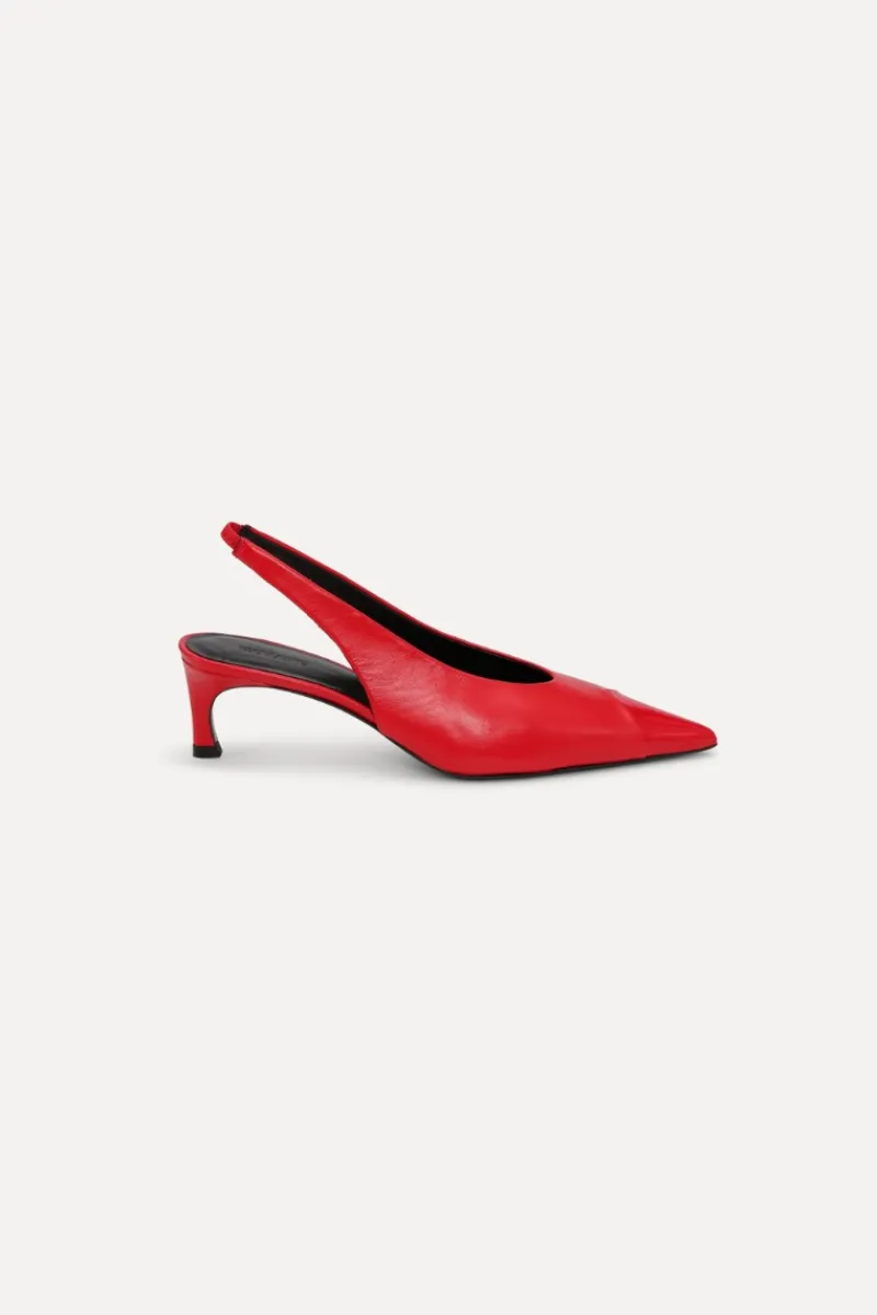Shoes-ROTATE Birger Christensen Leather Slingback Pump Red Barbados Cherry color