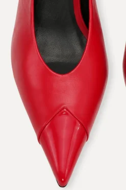 Shoes-ROTATE Birger Christensen Leather Slingback Pump Red Barbados Cherry color