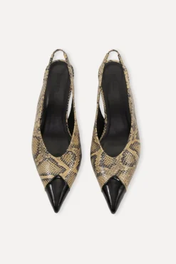 Shoes-ROTATE Birger Christensen Leather Slingback Pump Snake Jojoba Comb. color