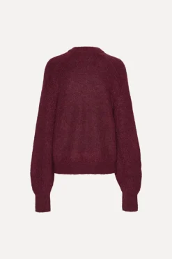 Knitwear|Tops-ROTATE Birger Christensen Light Knit Logo Sweater Bordeaux Zinfandelcolor