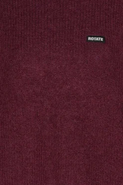 Knitwear|Tops-ROTATE Birger Christensen Light Knit Logo Sweater Bordeaux Zinfandelcolor