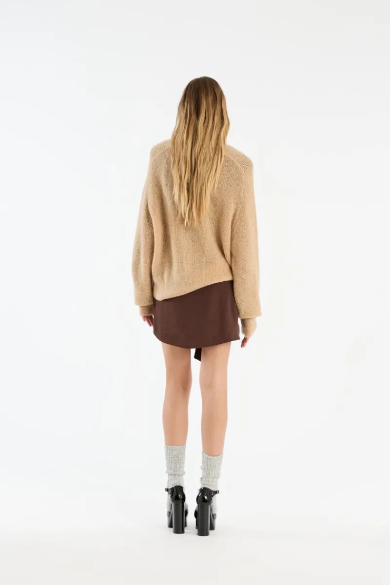 Knitwear-ROTATE Birger Christensen Light Knit Logo Sweater Beige Nougat color