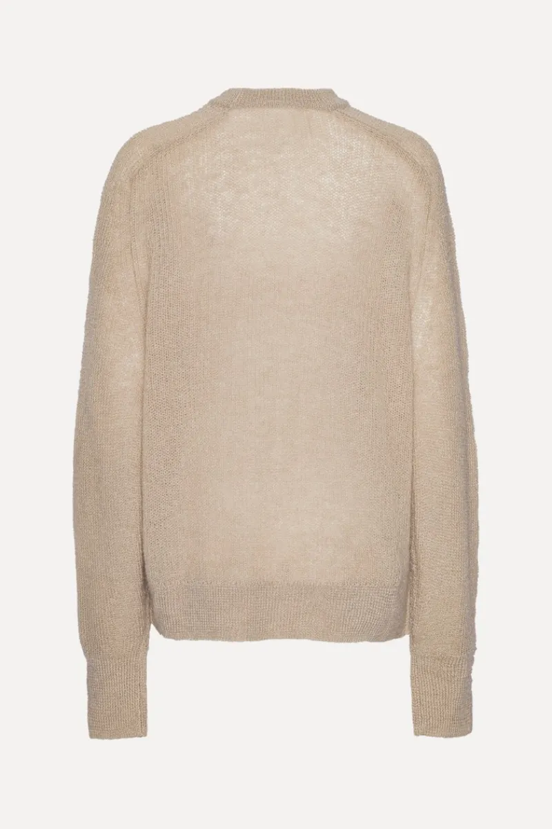 Knitwear-ROTATE Birger Christensen Light Knit Logo Sweater Beige Nougat color