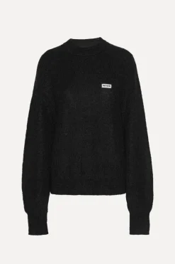 Knitwear|Tops-ROTATE Birger Christensen Light Knit Logo Sweater Black Black color