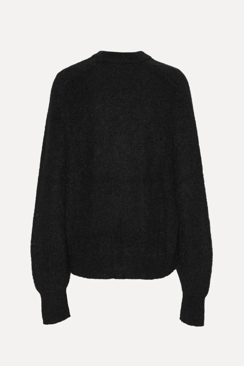 Knitwear|Tops-ROTATE Birger Christensen Light Knit Logo Sweater Black Black color