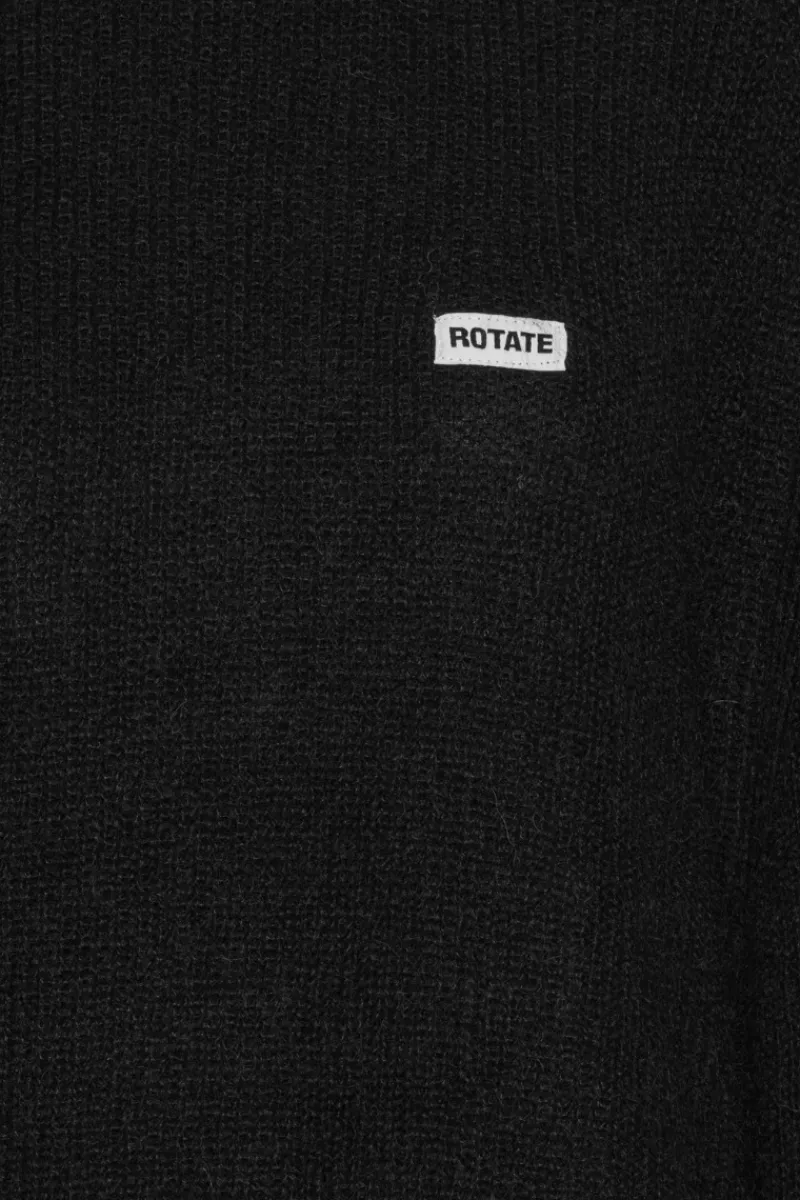 Knitwear|Tops-ROTATE Birger Christensen Light Knit Logo Sweater Black Black color