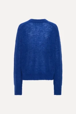 Knitwear|Tops-ROTATE Birger Christensen Light Knit Logo Sweater Dark Blue Mazarine Blue color