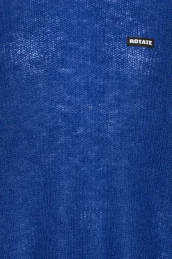 Knitwear|Tops-ROTATE Birger Christensen Light Knit Logo Sweater Dark Blue Mazarine Blue color