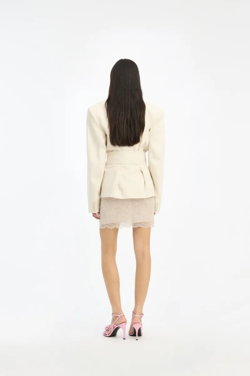 Outerwear-ROTATE Birger Christensen Linen Suiting Blazer Cream Pumice Stone color
