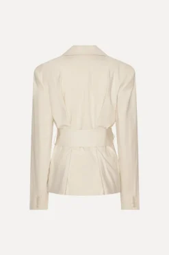 Outerwear-ROTATE Birger Christensen Linen Suiting Blazer Cream Pumice Stone color