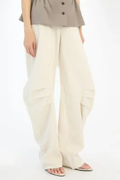 Pants-ROTATE Birger Christensen Linen Suiting Pants Cream Pumice Stone color