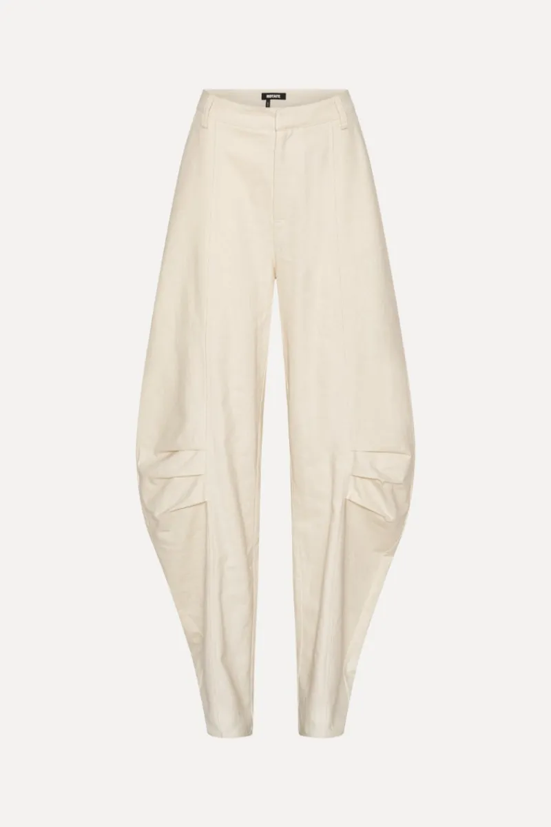 Pants-ROTATE Birger Christensen Linen Suiting Pants Cream Pumice Stone color