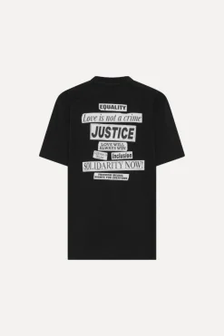 Tops-ROTATE Birger Christensen Love Is not A Crime T-shirt Black - Limited Edition Black color