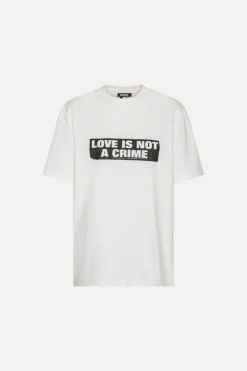 Tops-ROTATE Birger Christensen Love Is not A Crime T-shirt White - Limited Edition Bright White color