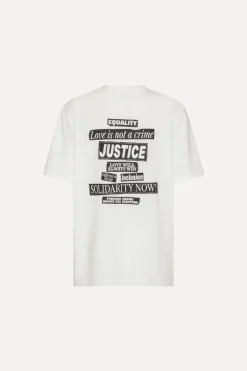 Tops-ROTATE Birger Christensen Love Is not A Crime T-shirt White - Limited Edition Bright White color