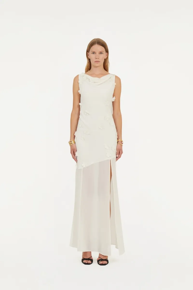 Bridal|Maxi Dress-ROTATE Birger Christensen Maxi Halterneck Dress White Egret color