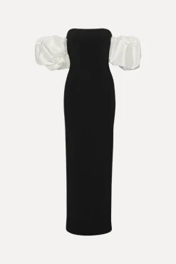 Maxi Dress|Dresses-ROTATE Birger Christensen Maxi Puff Sleeve Dress Black Black color