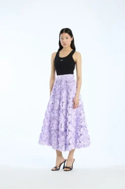 Skirts-ROTATE Birger Christensen Maxi Sun Skirt Purple Misty Lilac color