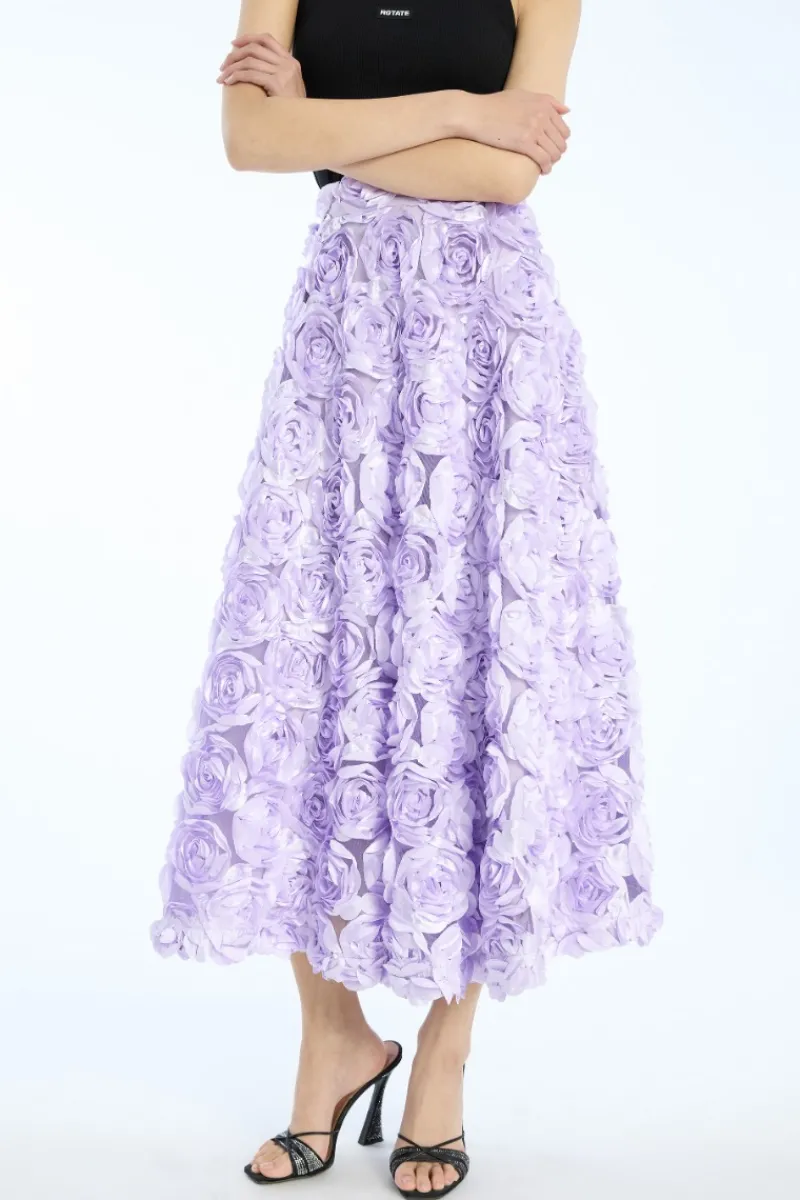 Skirts-ROTATE Birger Christensen Maxi Sun Skirt Purple Misty Lilac color
