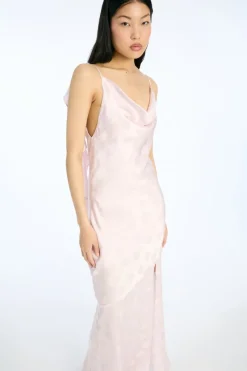 Maxi Dress|Dresses-ROTATE Birger Christensen Maxi Waterfall Dress Light Pink Orchid Ice color