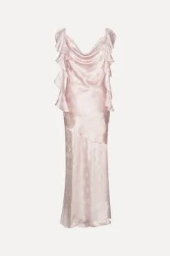 Maxi Dress|Dresses-ROTATE Birger Christensen Maxi Waterfall Dress Light Pink Orchid Ice color