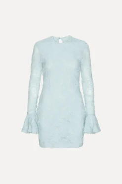 Mini Dresses|Dresses-ROTATE Birger Christensen Mesh Frill Mini Dress Blue Plein Air color