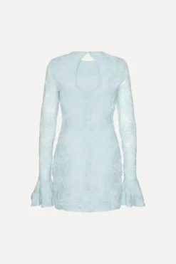 Mini Dresses|Dresses-ROTATE Birger Christensen Mesh Frill Mini Dress Blue Plein Air color