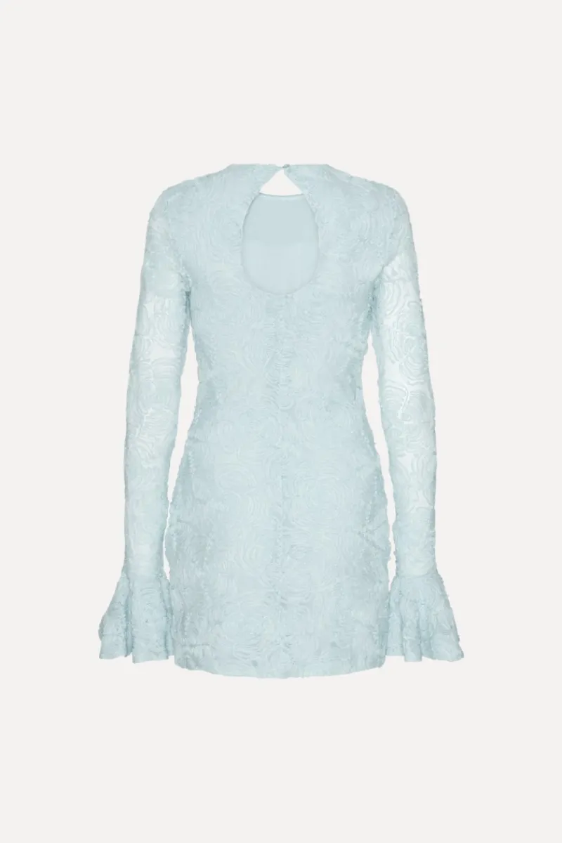 Mini Dresses|Dresses-ROTATE Birger Christensen Mesh Frill Mini Dress Blue Plein Air color