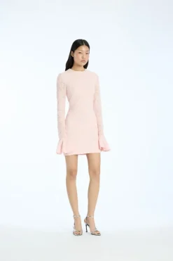 Mini Dresses|Dresses-ROTATE Birger Christensen Mesh Frill Mini Dress Light Pink Orchid Ice color