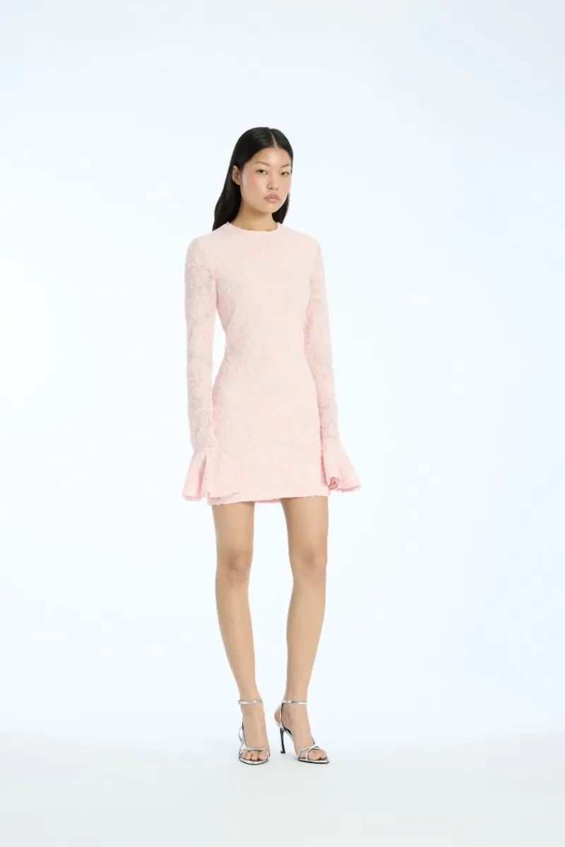 Mini Dresses|Dresses-ROTATE Birger Christensen Mesh Frill Mini Dress Light Pink Orchid Ice color